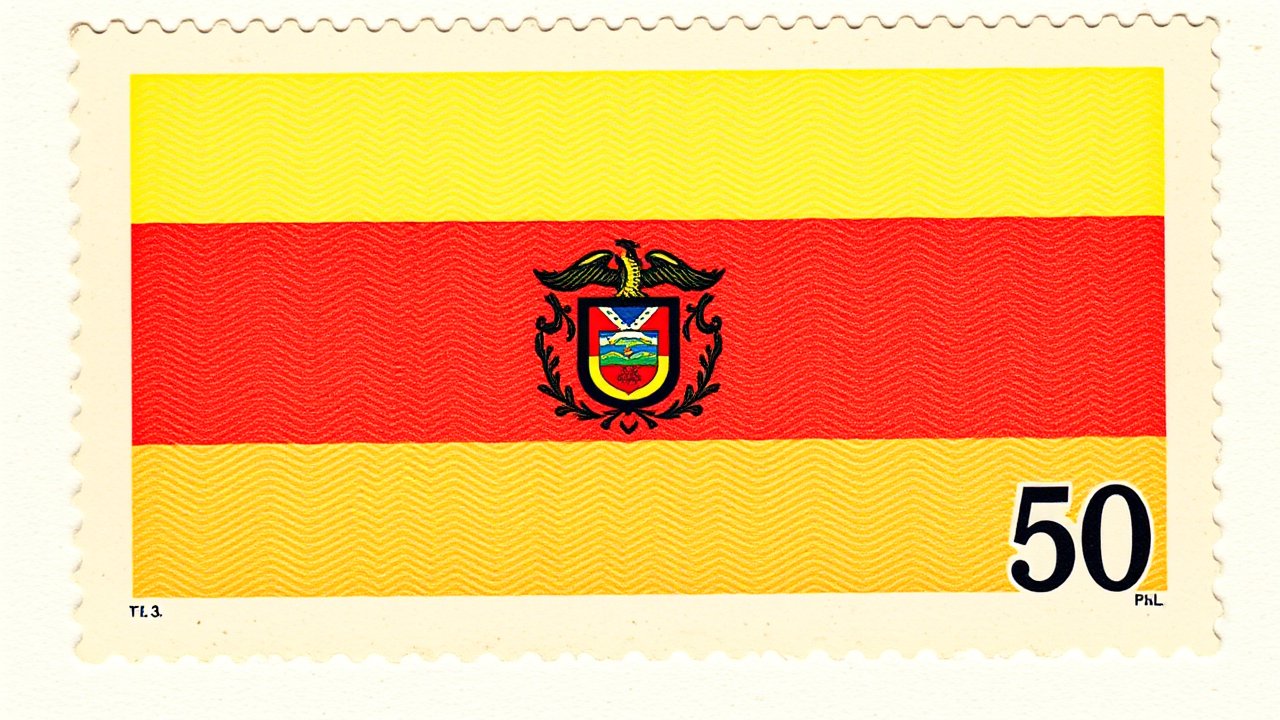Flag of Ecuador 🇪🇨 in vintage postage stamp style