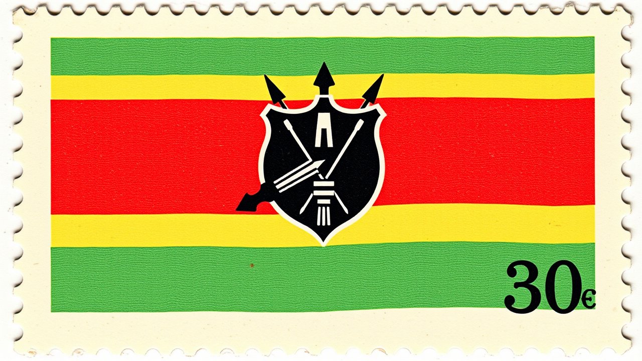 Flag of Eswatini 🇸🇿 in vintage postage stamp style