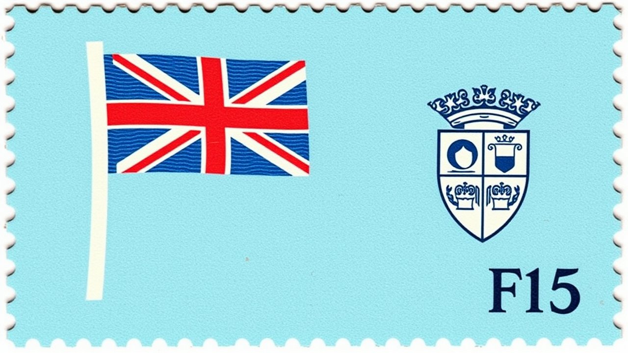 Flag of Fiji 🇫🇯 in vintage postage stamp style