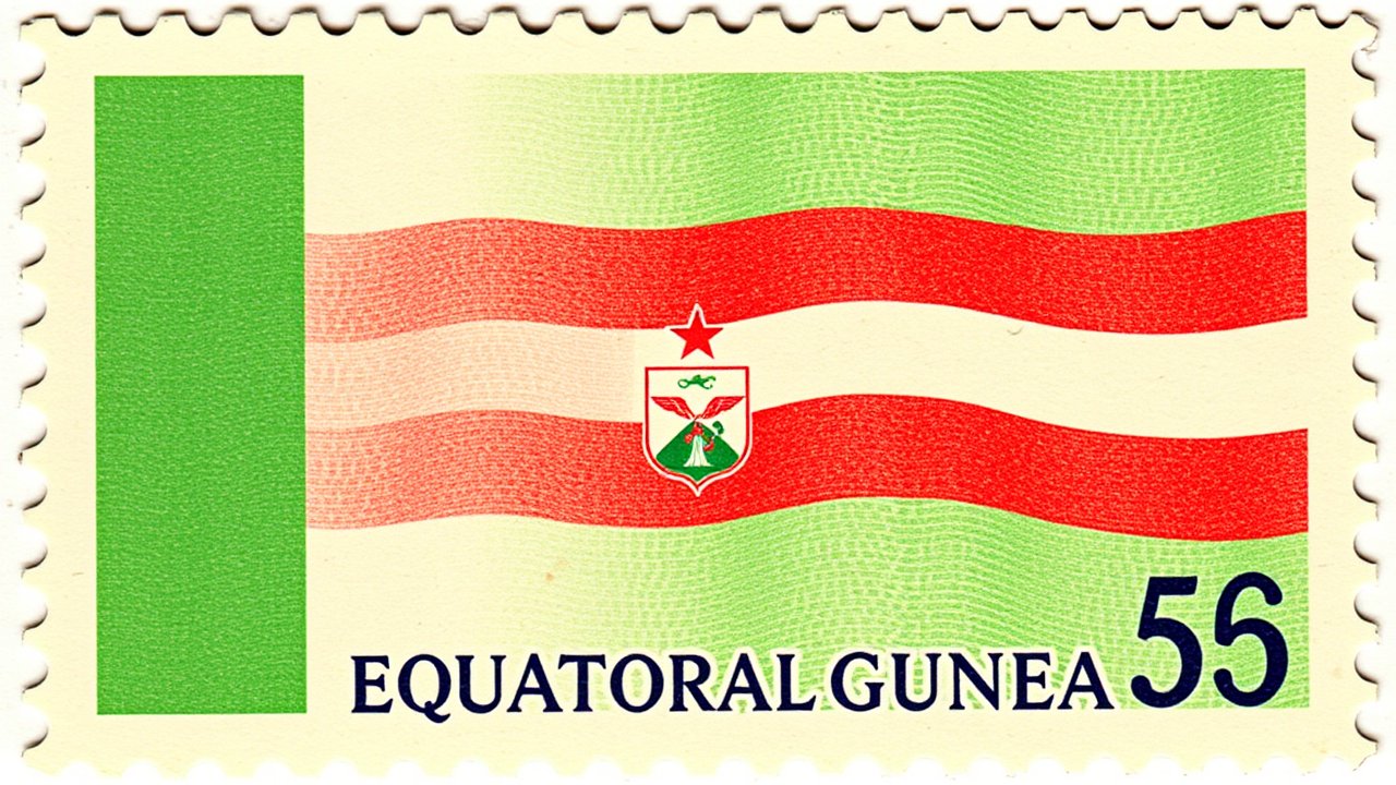 Flag of Equatorial Guinea 🇬🇶 in vintage postage stamp style