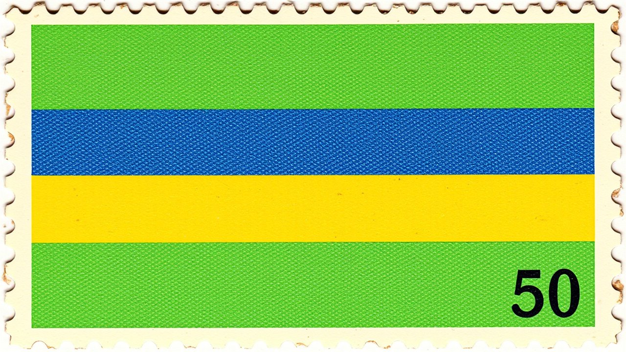Flag of Gabon 🇬🇦 in vintage postage stamp style