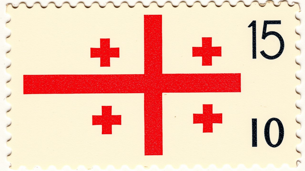 Flag of Georgia 🇬🇪 in vintage postage stamp style