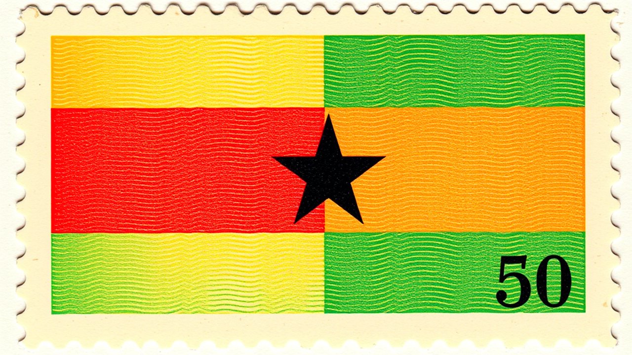 Flag of Ghana 🇬🇭 in vintage postage stamp style