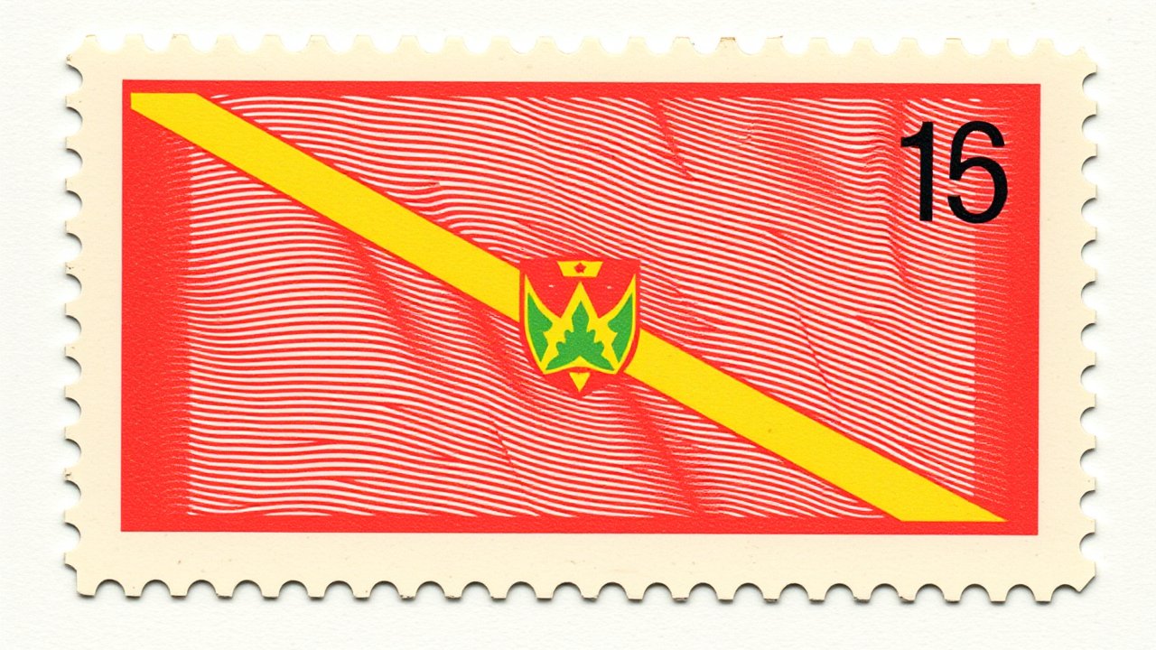 Flag of Grenada 🇬🇩 in vintage postage stamp style