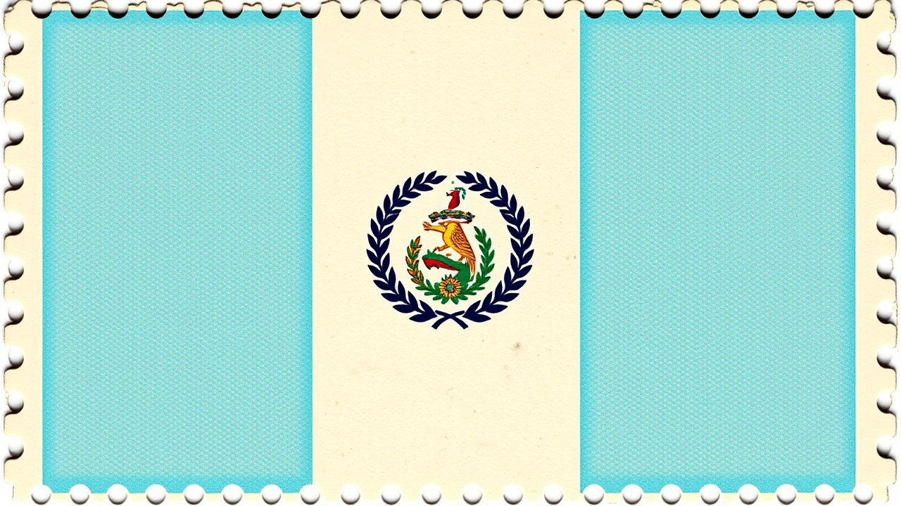 Flag of Guatemala 🇬🇹 in vintage postage stamp style