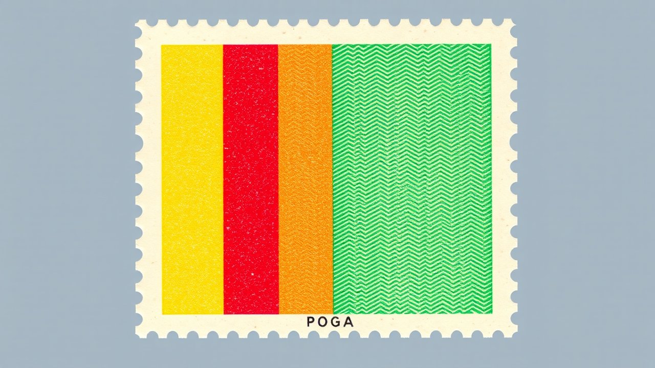 Flag of Guinea 🇬🇳 in vintage postage stamp style