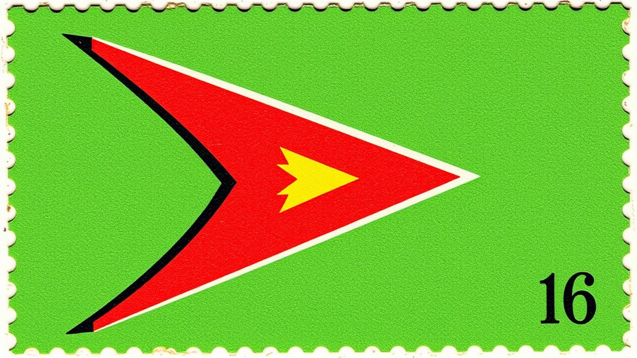 Flag of Guyana 🇬🇾 in vintage postage stamp style