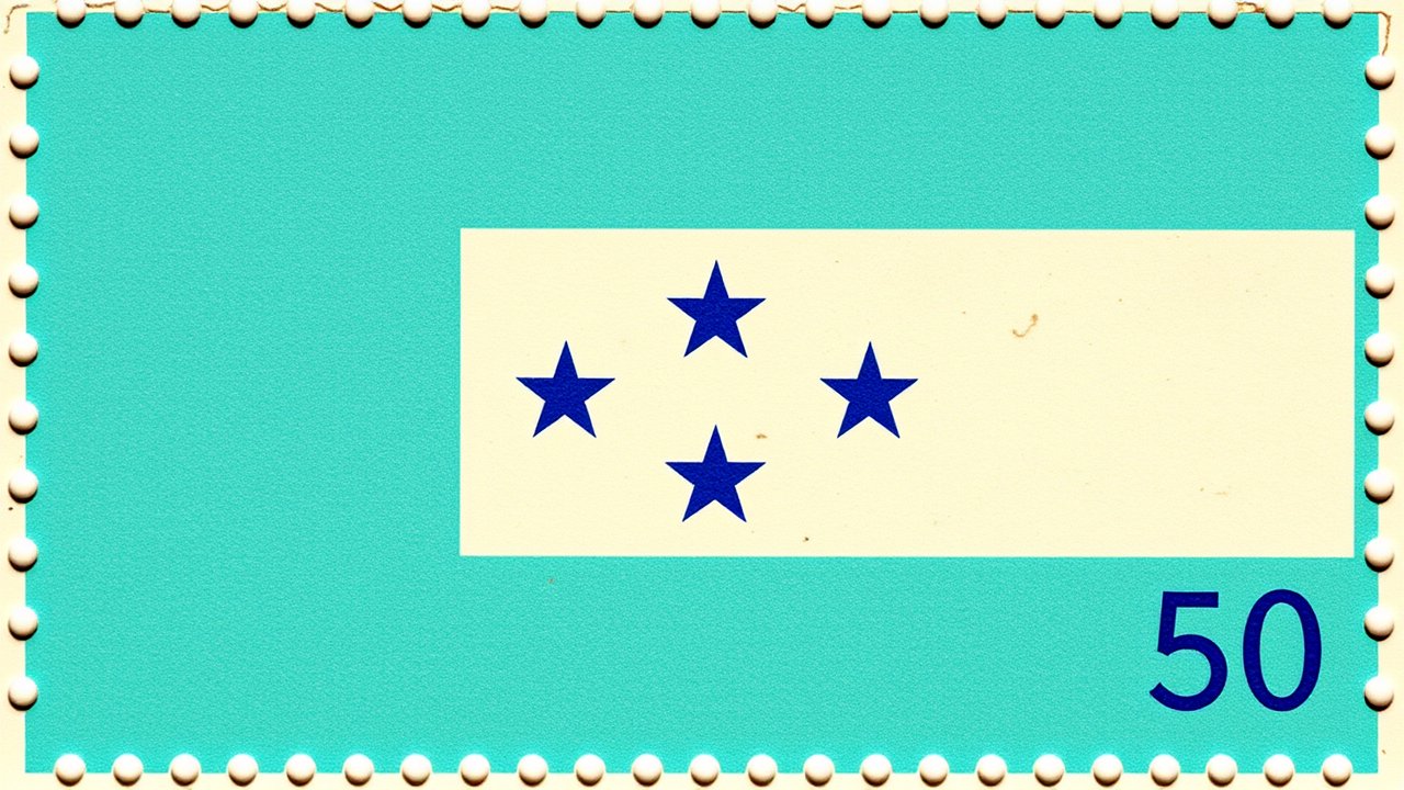 Flag of Honduras ðŸ‡ðŸ‡³ in vintage postage stamp style