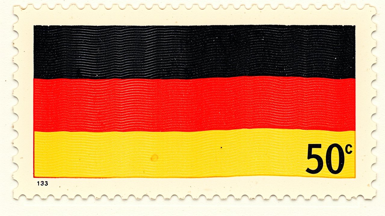 Flag of Germany 🇩🇪 in vintage postage stamp style