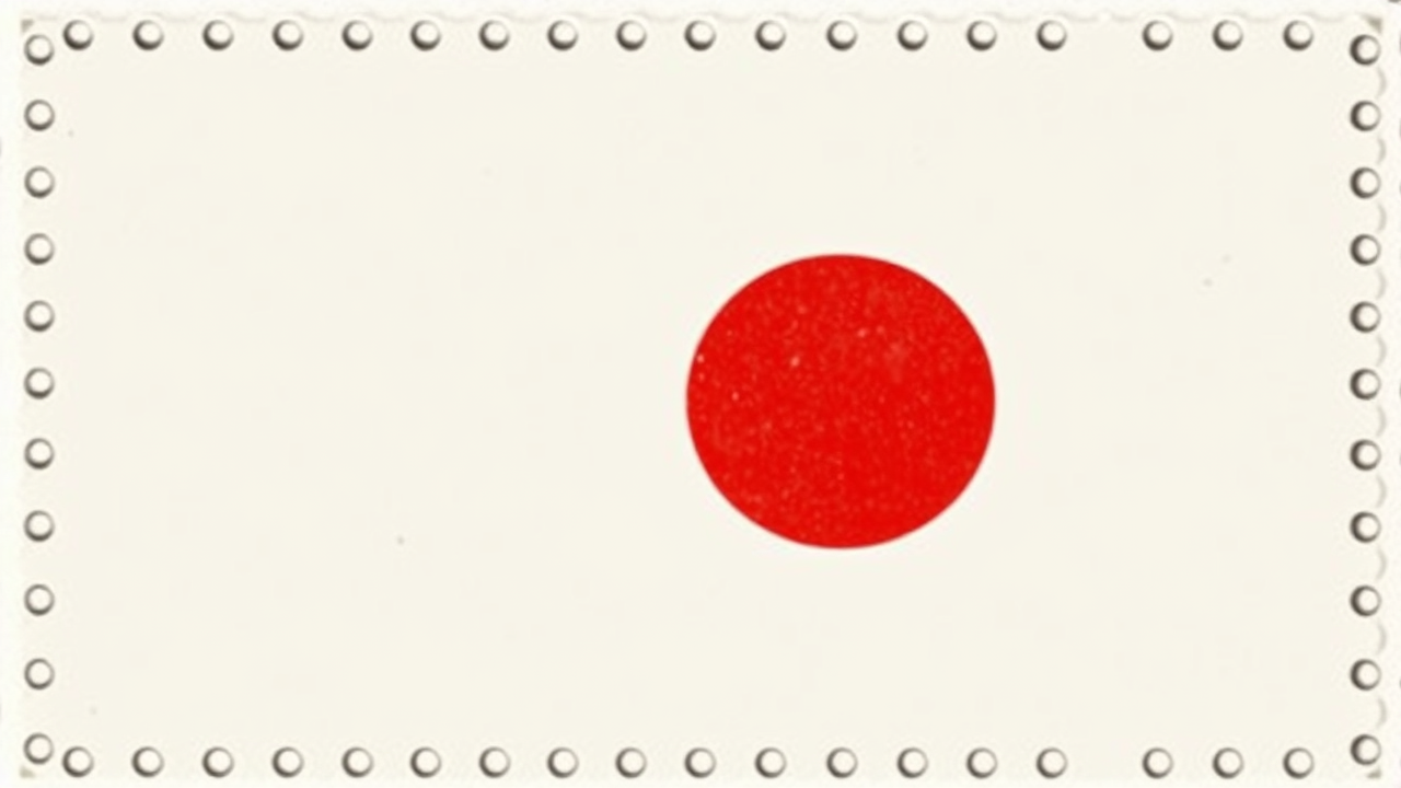 Flag of Japan in vintage postage stamp style