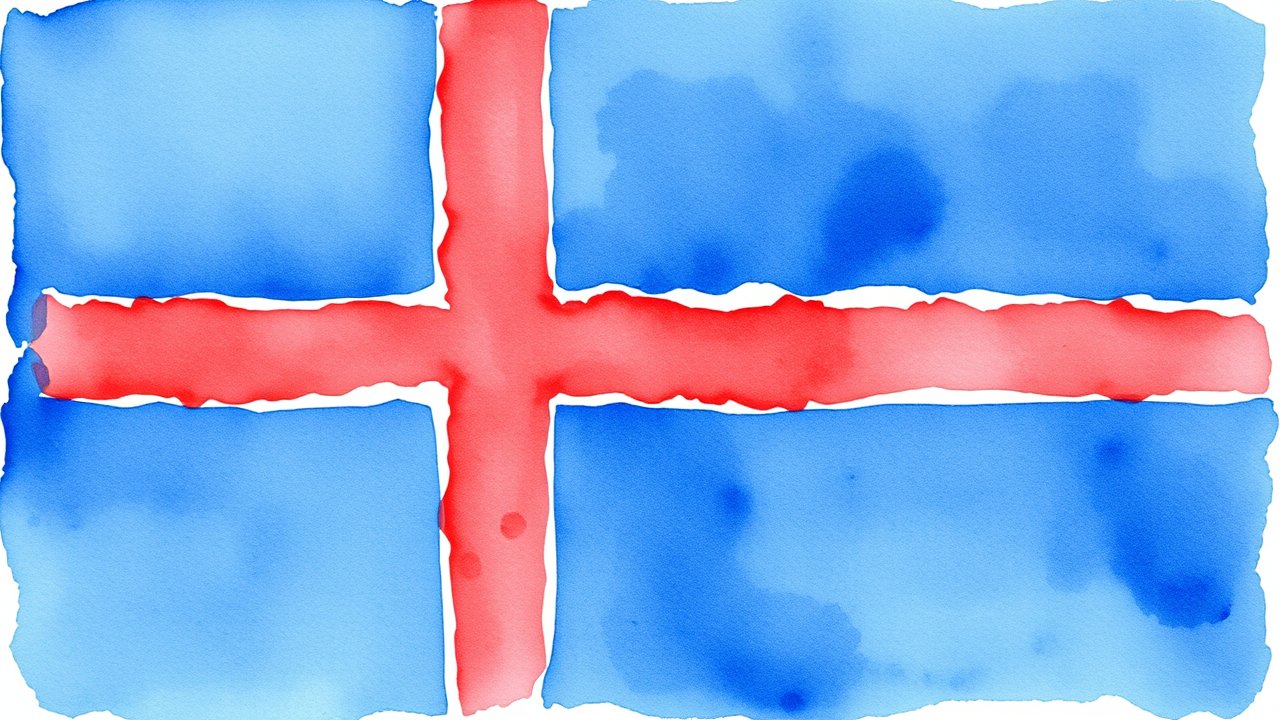 Flag of Iceland 🇮🇸 in watercolor style