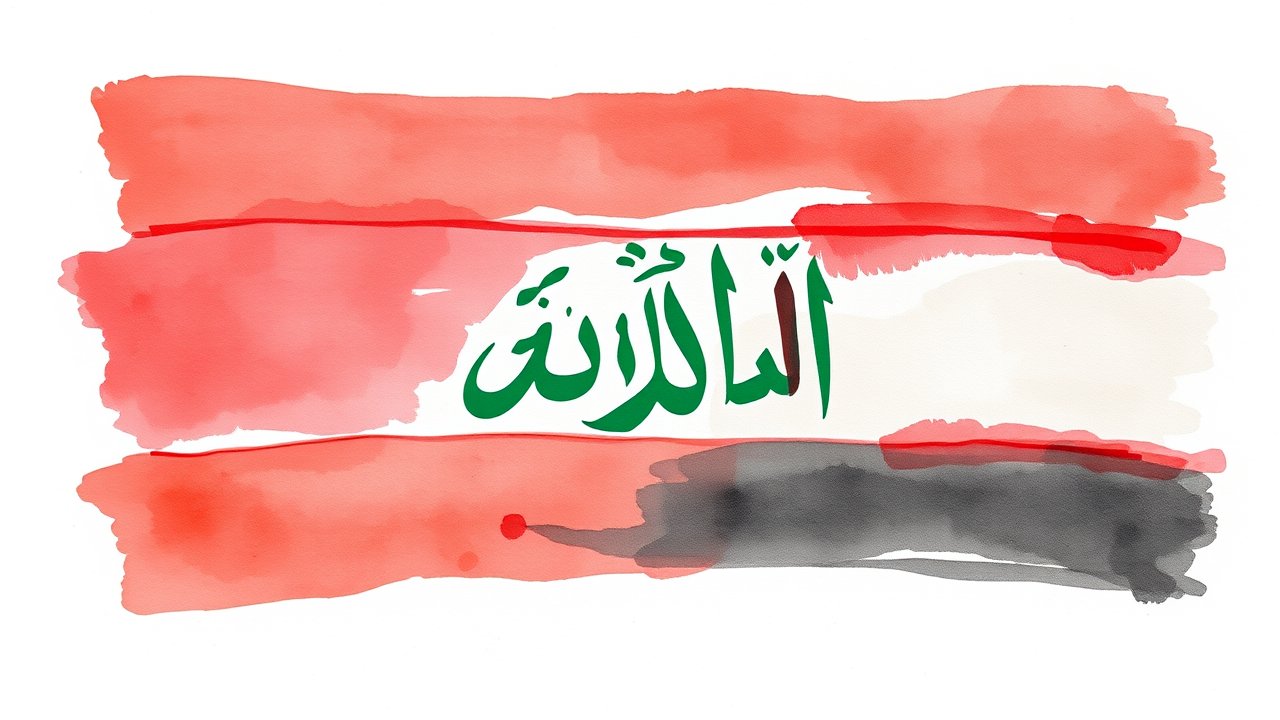 Flag of Iraq 🇮🇶 in watercolor style
