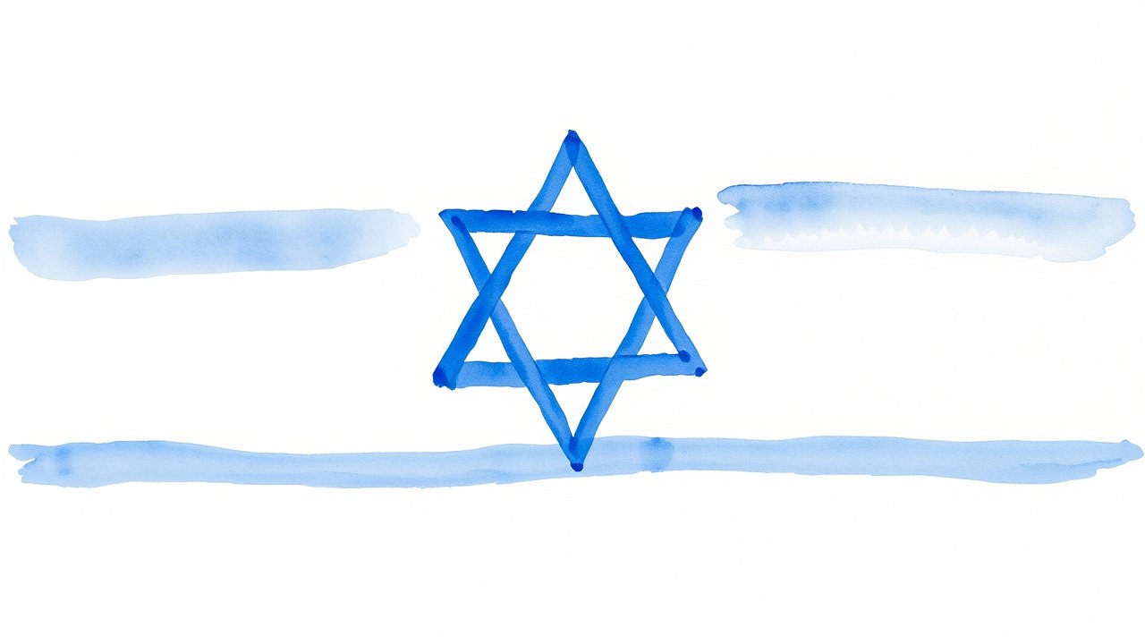 Flag of Israel 🇮🇱 in watercolor style