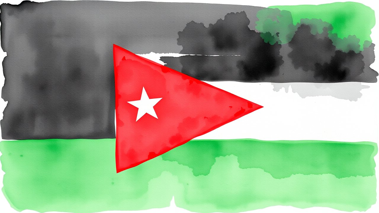 Flag of Jordan 🇯🇴 in watercolor style