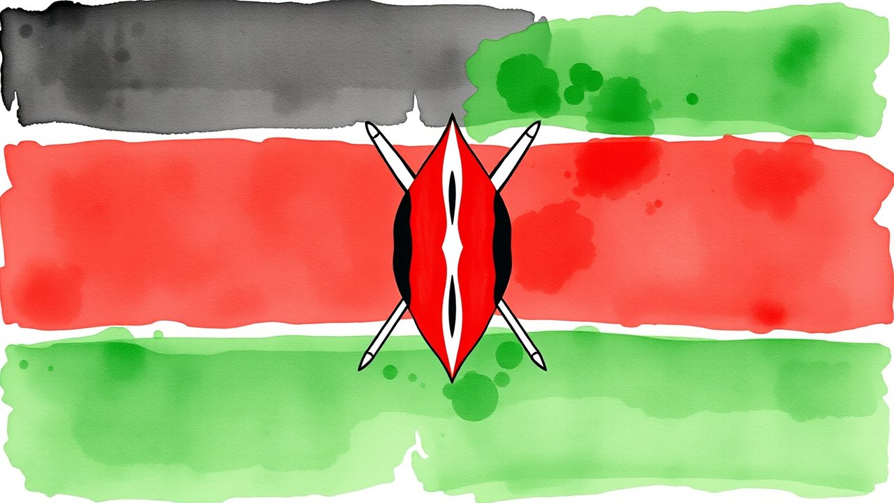 Flag of Kenya 🇰🇪 in watercolor style