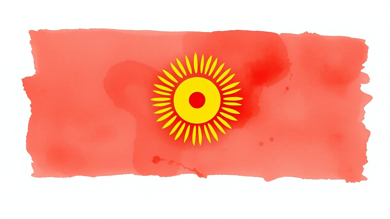 Flag of Kyrgyzstan 🇰🇬 in watercolor style
