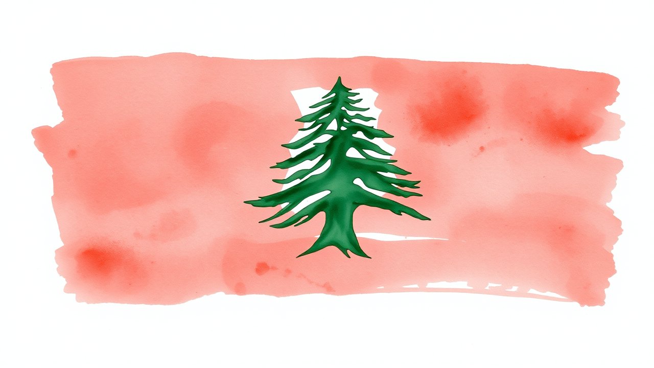 Flag of Lebanon 🇱🇧 in watercolor style