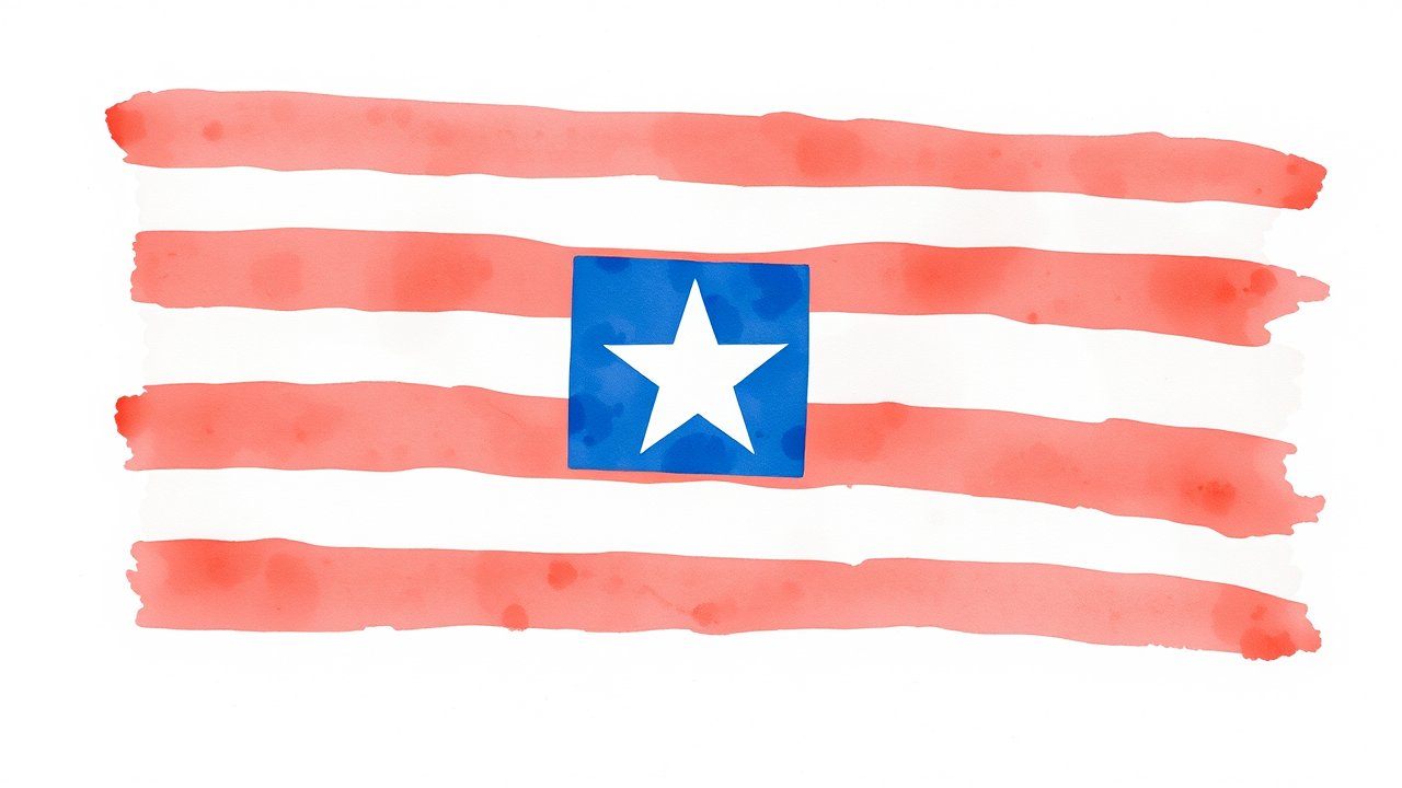 Flag of Liberia 🇱🇷 in watercolor style