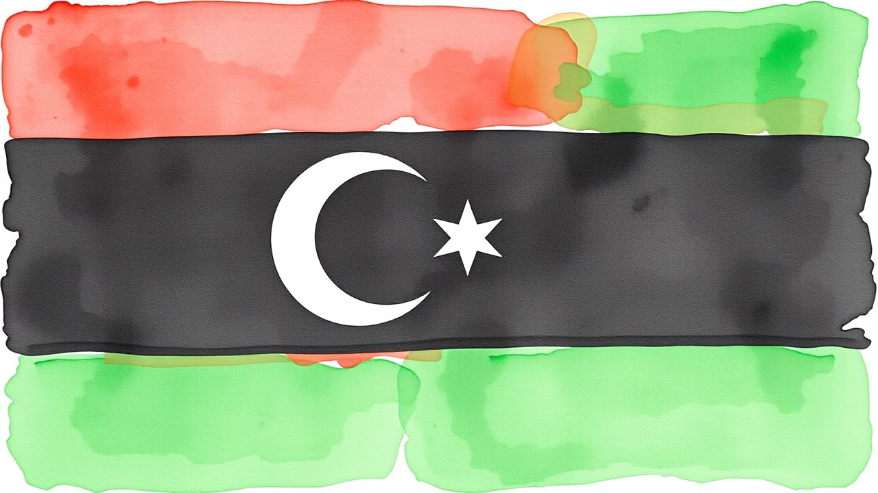 Flag of Libya 🇱🇾 in watercolor style