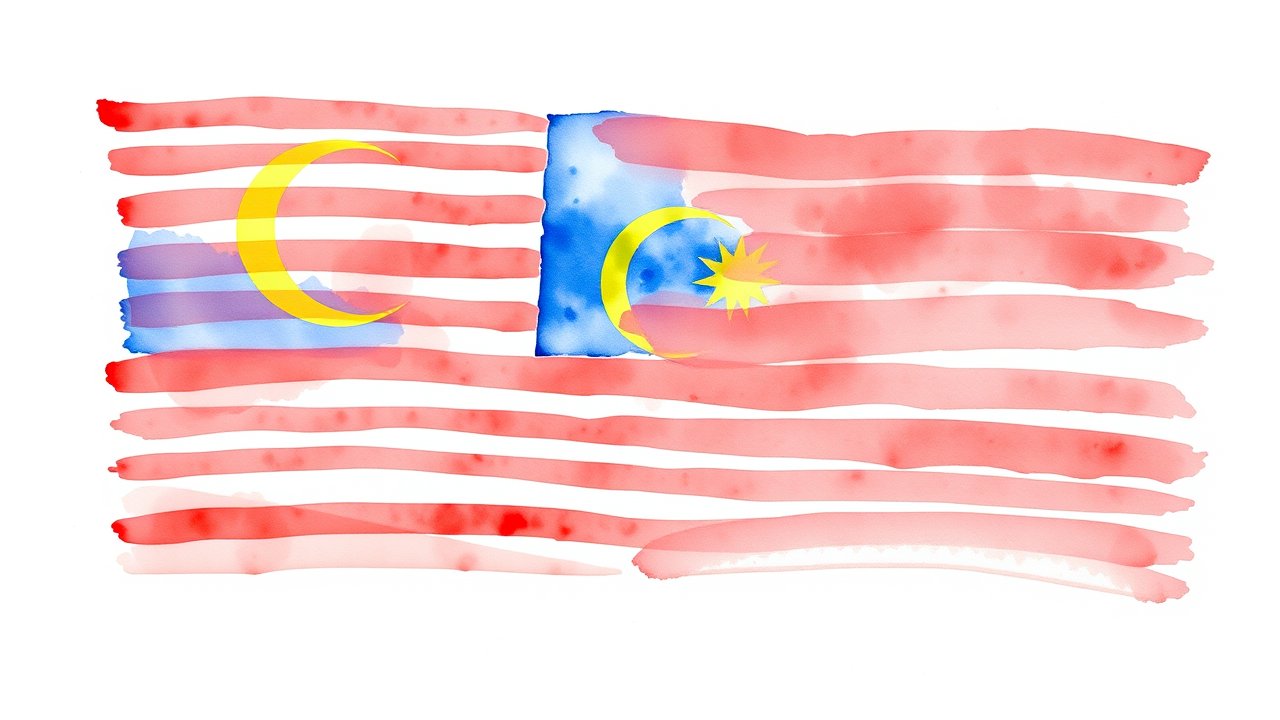 Flag of Malaysia 🇲🇾 in watercolor style