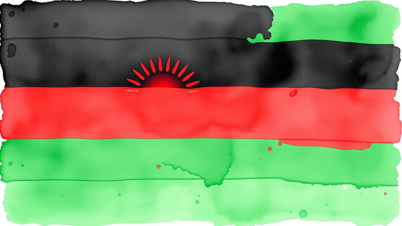 Flag of Malawi 🇲🇼 in watercolor style