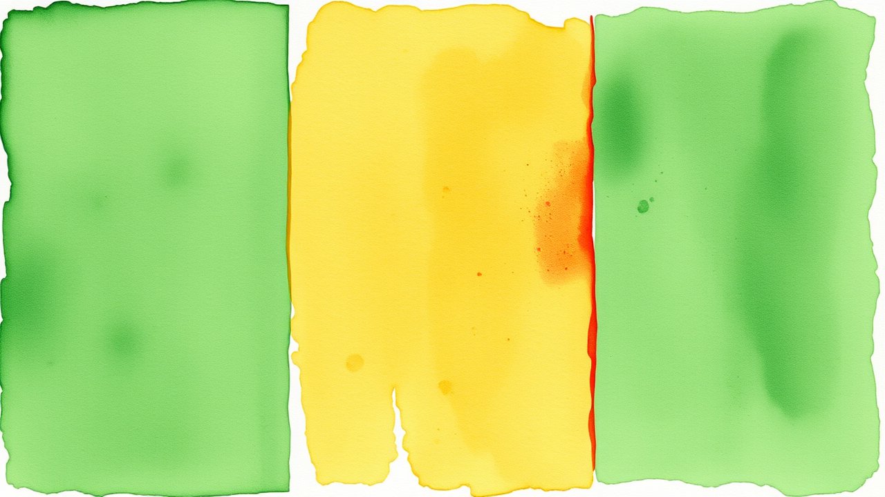 Flag of Mali 🇲🇱 in watercolor style