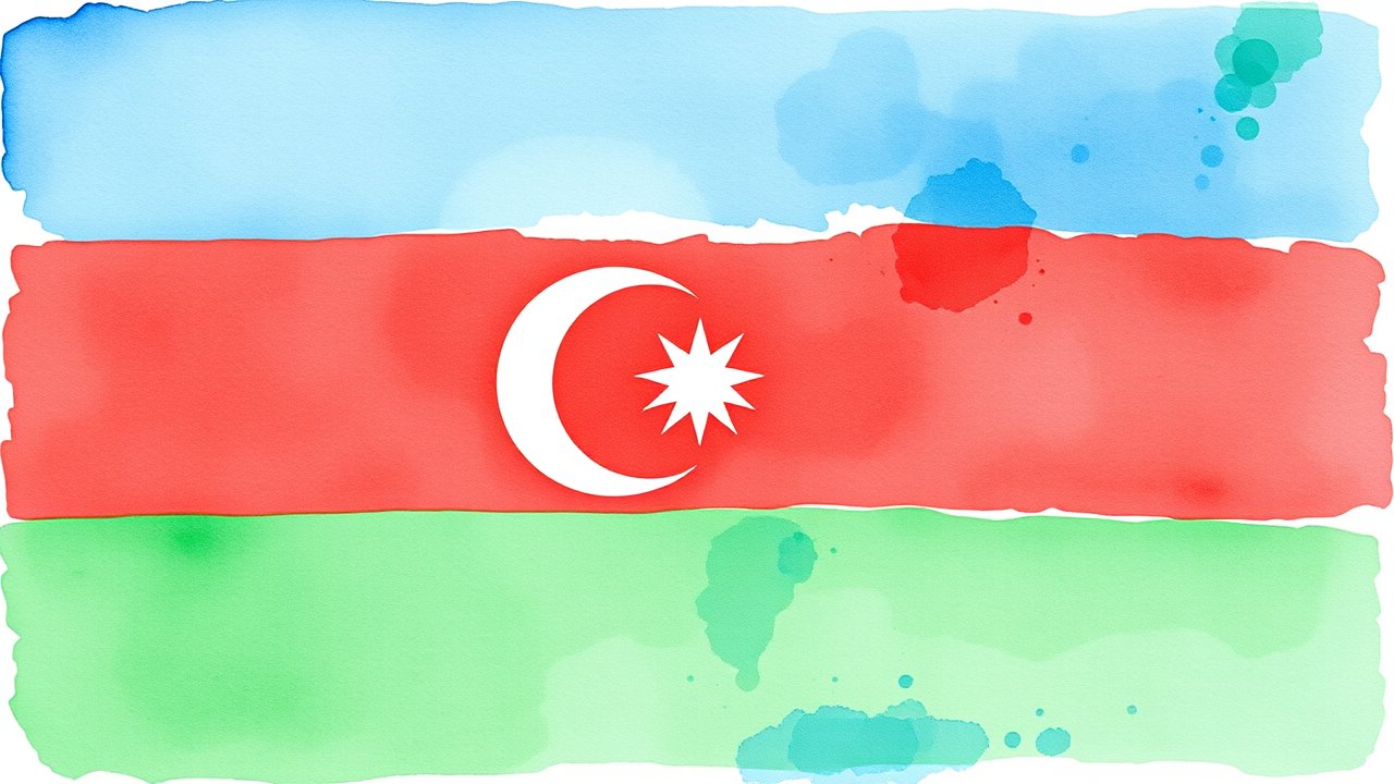 Flag of Azerbaijan 🇦🇿 in watercolor style