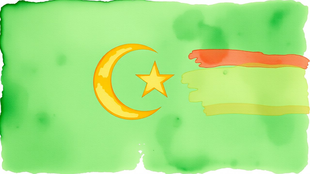 Flag of Mauritania 🇲🇷 in watercolor style