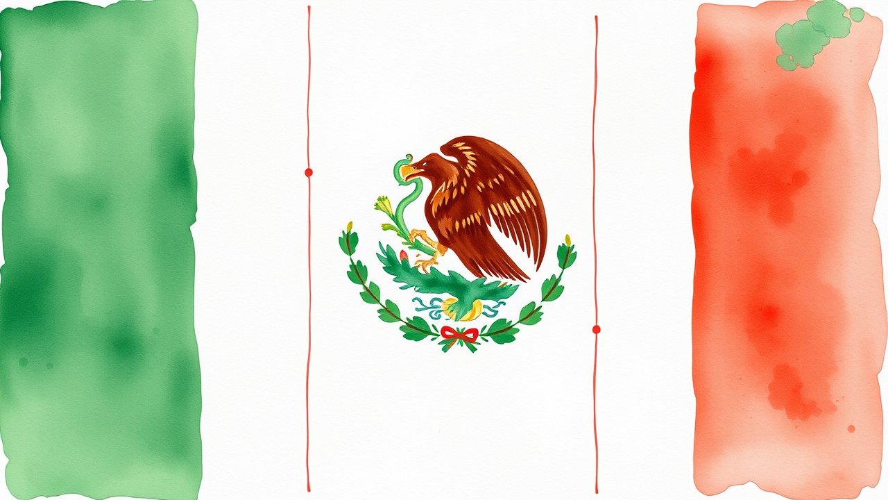 Flag of Mexico 🇲🇽 in watercolor style