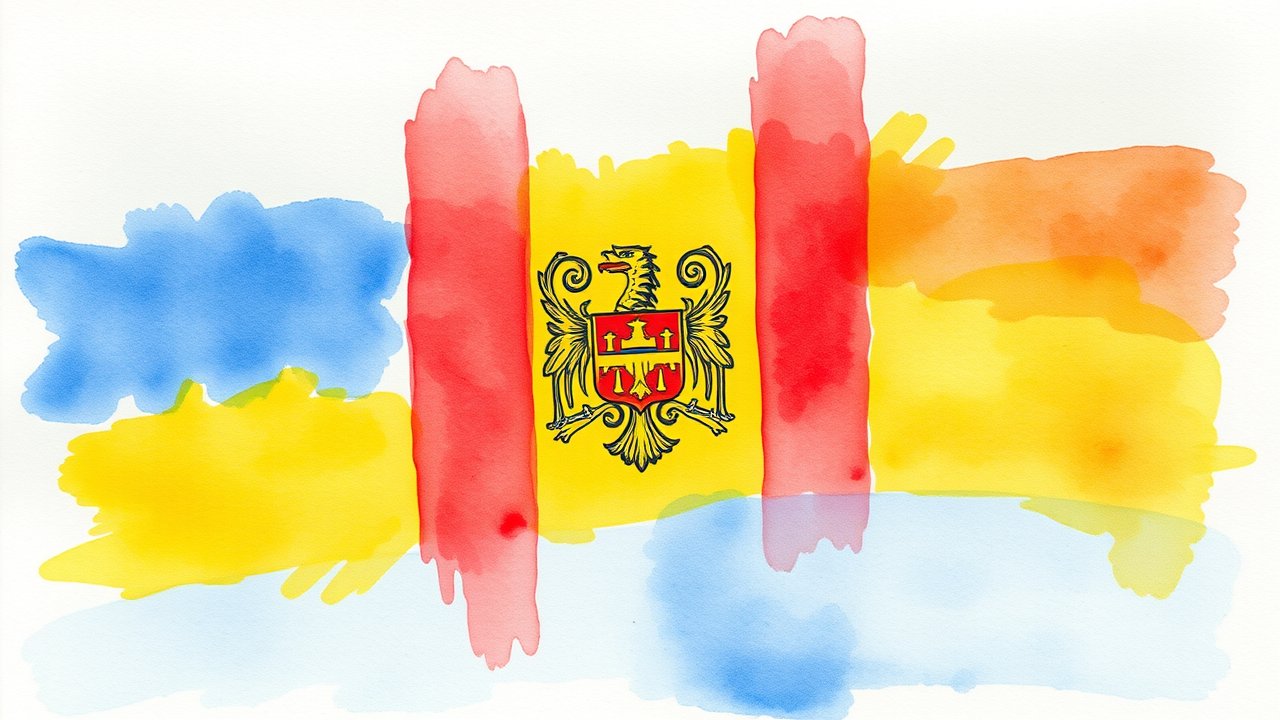 Flag of Moldova 🇲🇩 in watercolor style