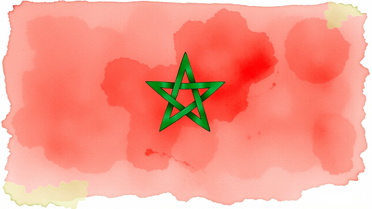 Flag of Morocco 🇲🇦 in watercolor style