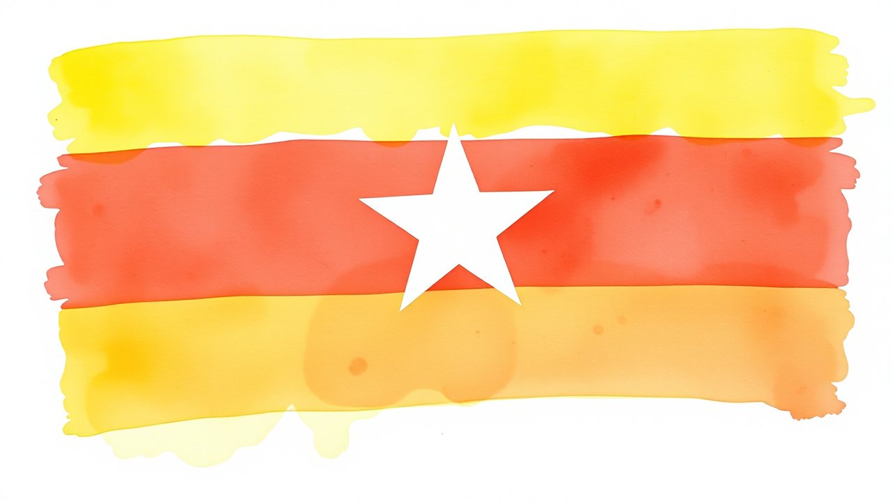 Flag of Myanmar (Burma) 🇲🇲 in watercolor style