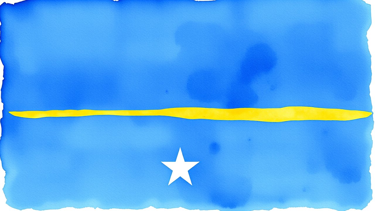 Flag of Nauru 🇳🇷 in watercolor style