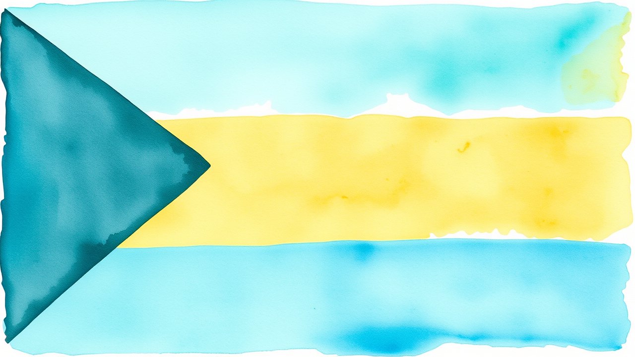 Flag of Bahamas 🇧🇸 in watercolor style
