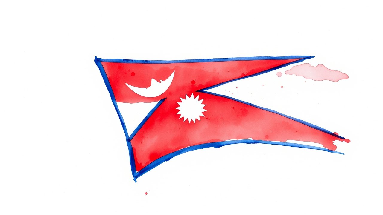 Flag of Nepal 🇳🇵 in watercolor style