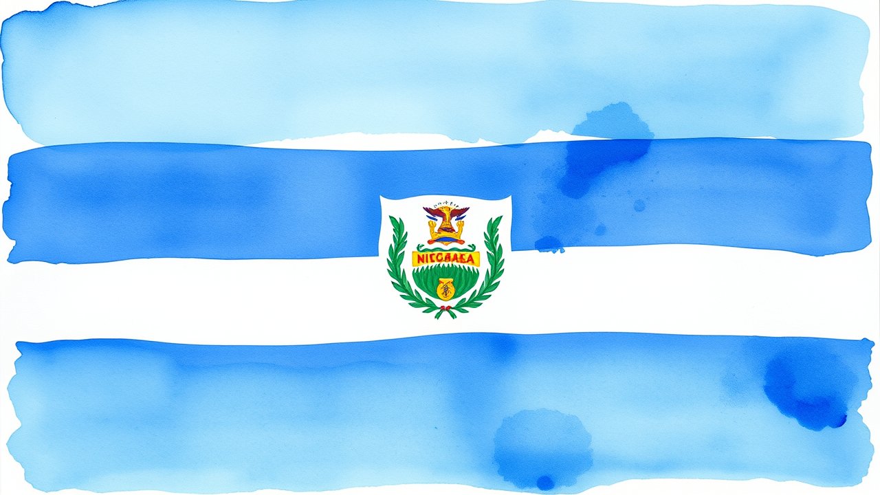 Flag of Nicaragua 🇳🇮 in watercolor style