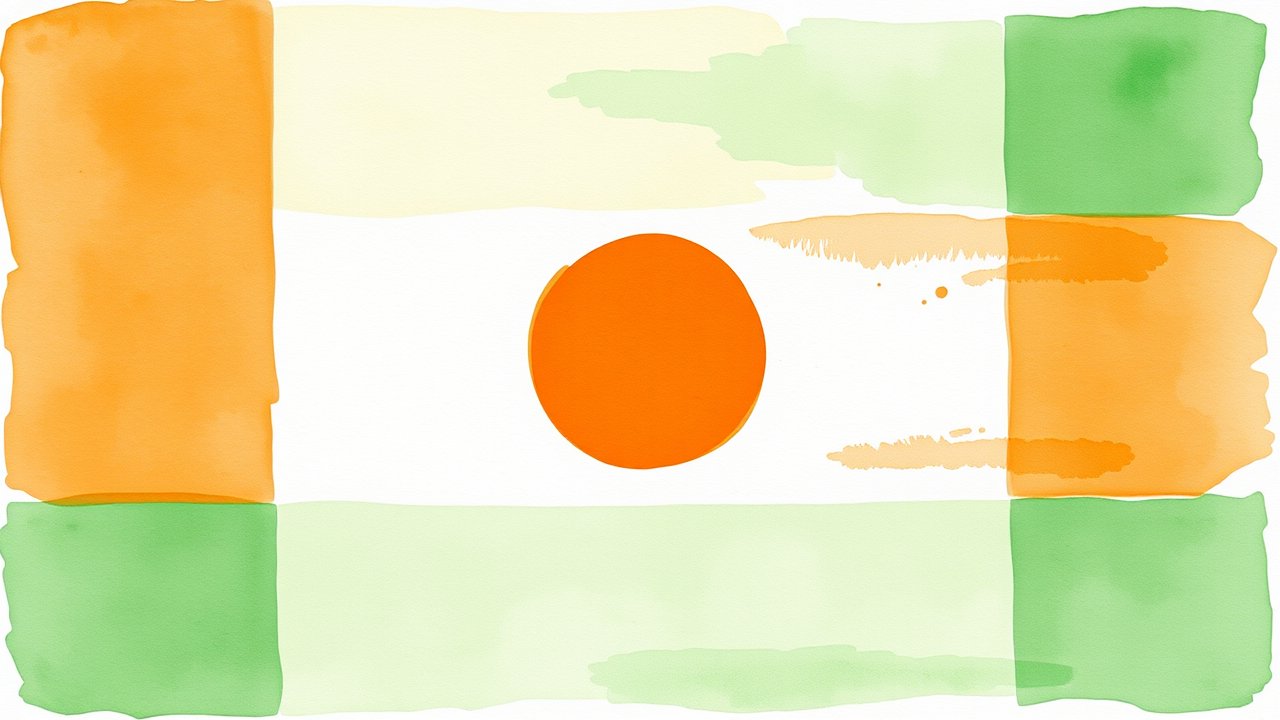 Flag of Niger 🇳🇪 in watercolor style