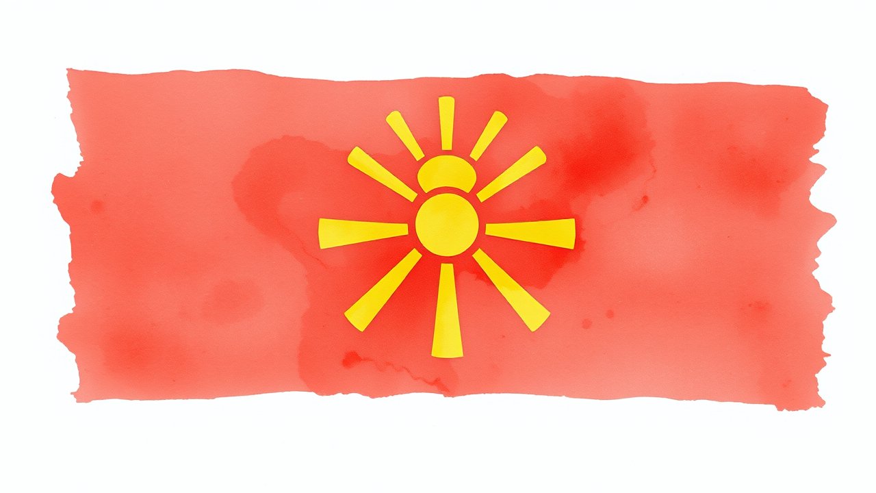 Flag of North Macedonia 🇲🇰 in watercolor style