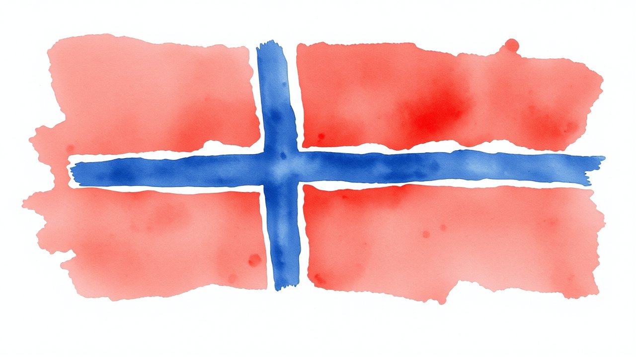 Flag of Norway 🇳🇴 in watercolor style