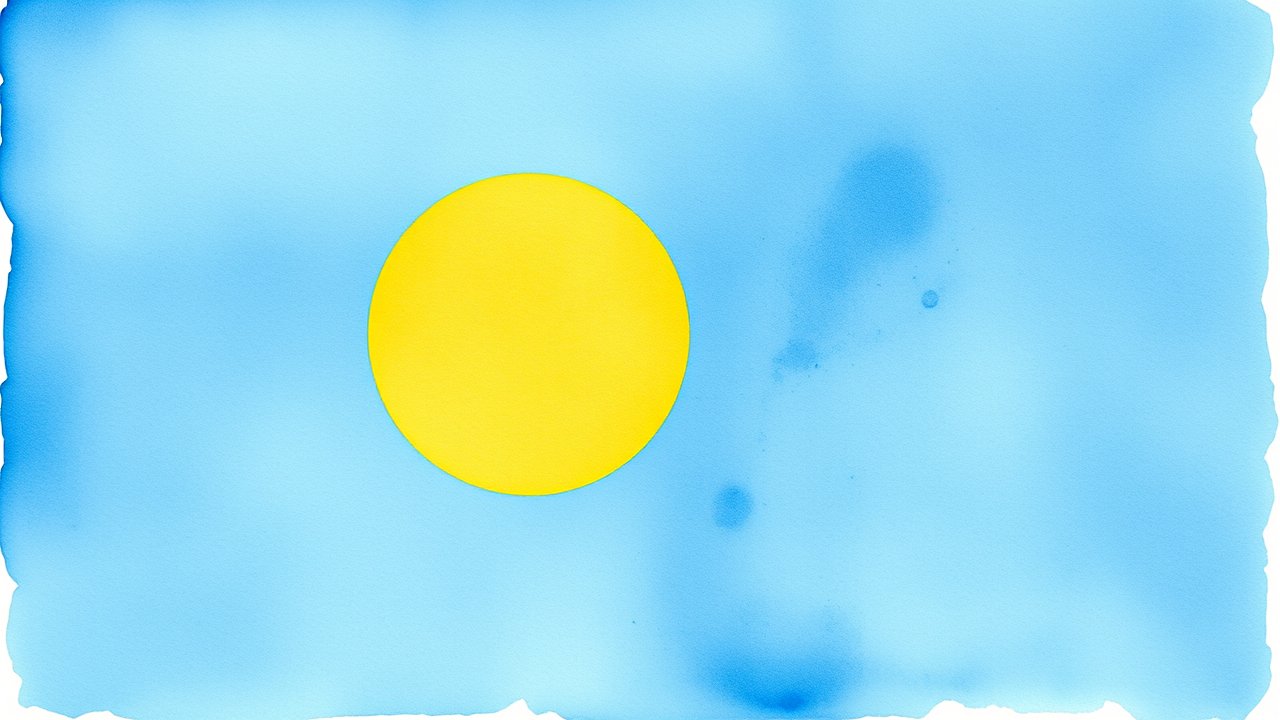 Flag of Palau 🇵🇼 in watercolor style