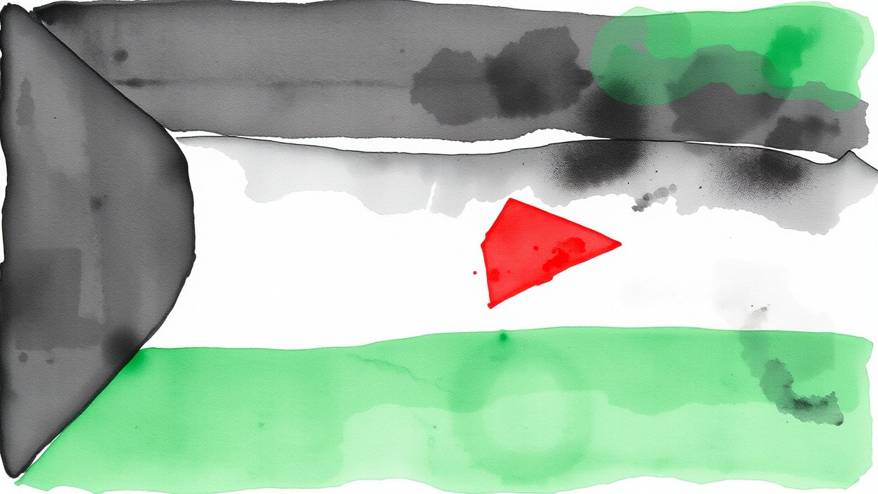 Flag of Palestine State 🇵🇸 in watercolor style
