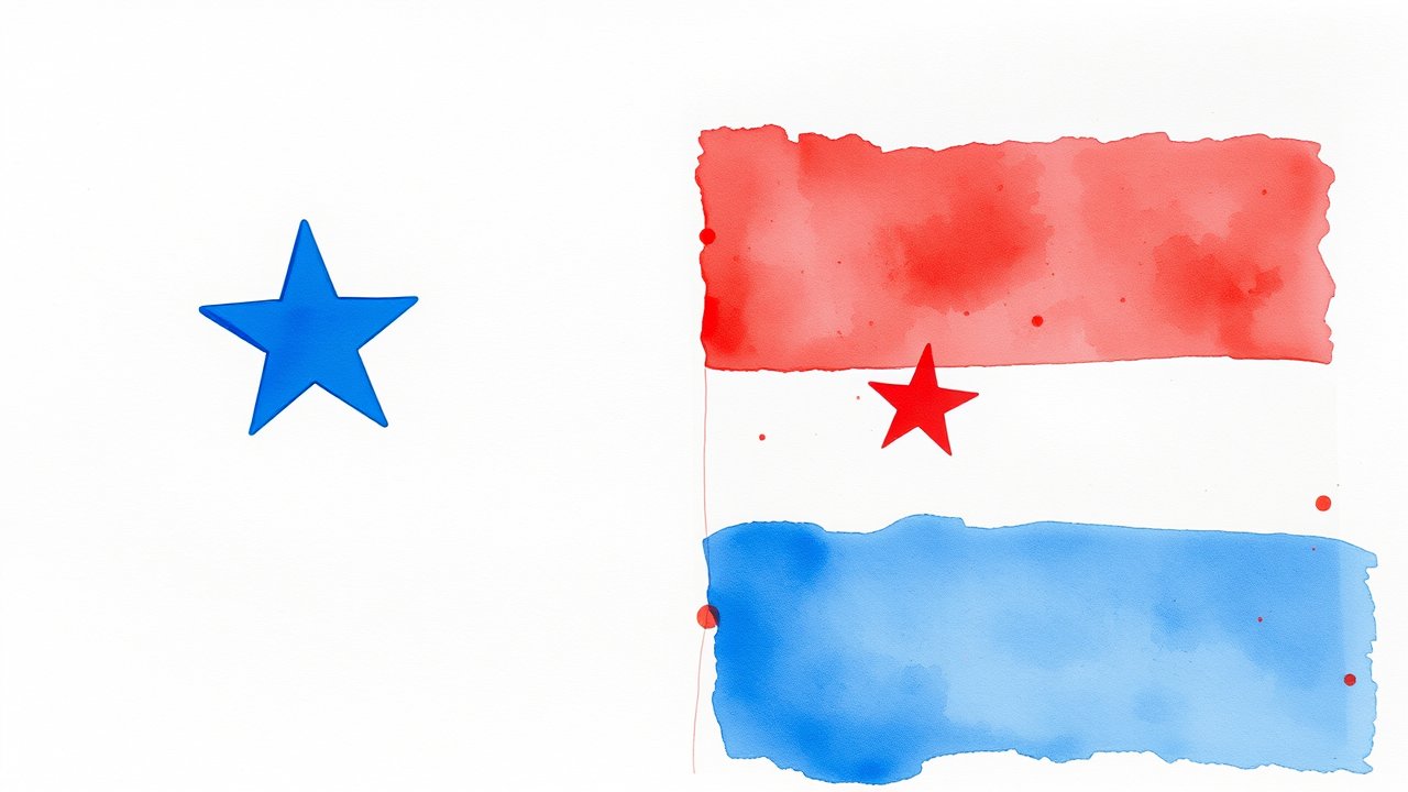Flag of Panama 🇵🇦 in watercolor style