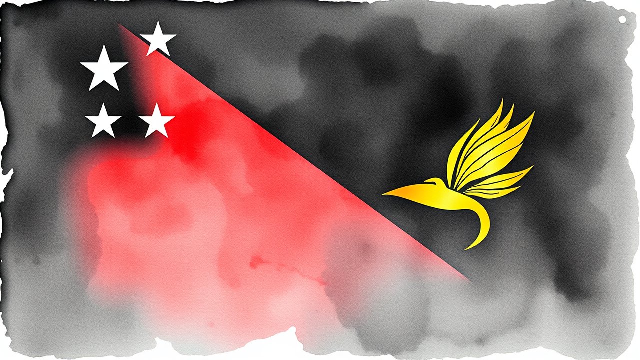 Flag of Papua New Guinea 🇵🇬 in watercolor style