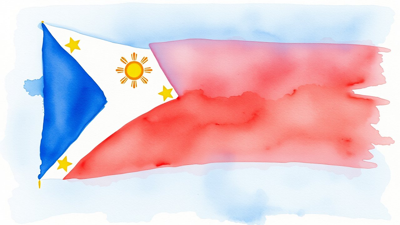 Flag of Philippines 🇵🇭 in watercolor style