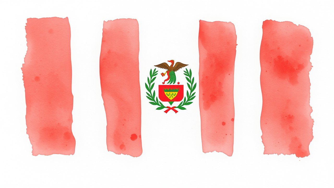 Flag of Peru 🇵🇪 in watercolor style