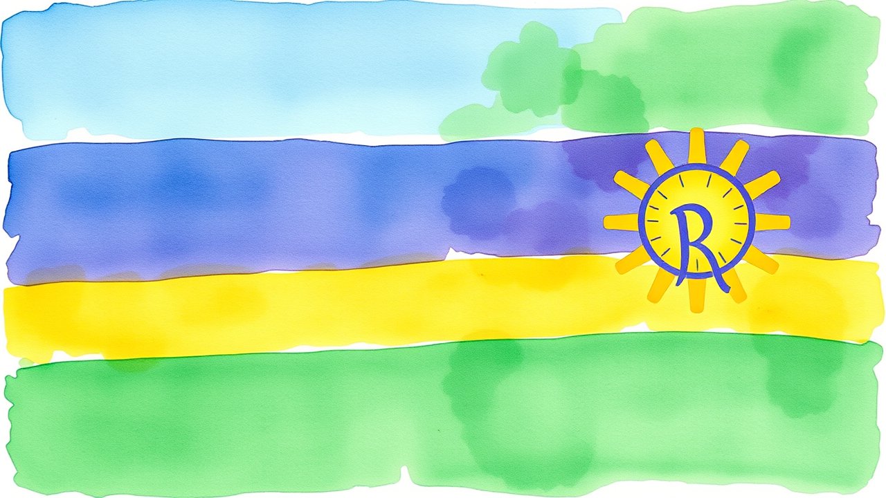 Flag of Rwanda 🇷🇼 in watercolor style