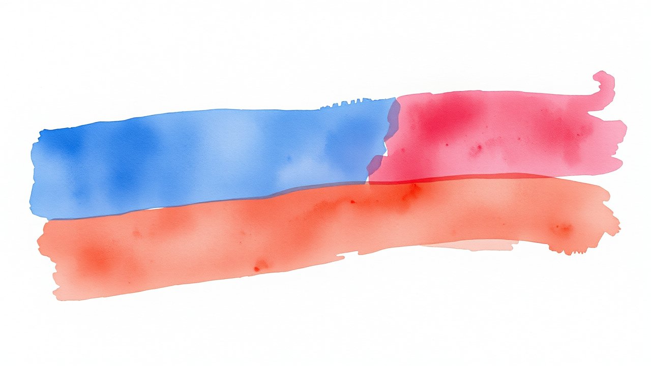 Flag of Russia 🇷🇺 in watercolor style