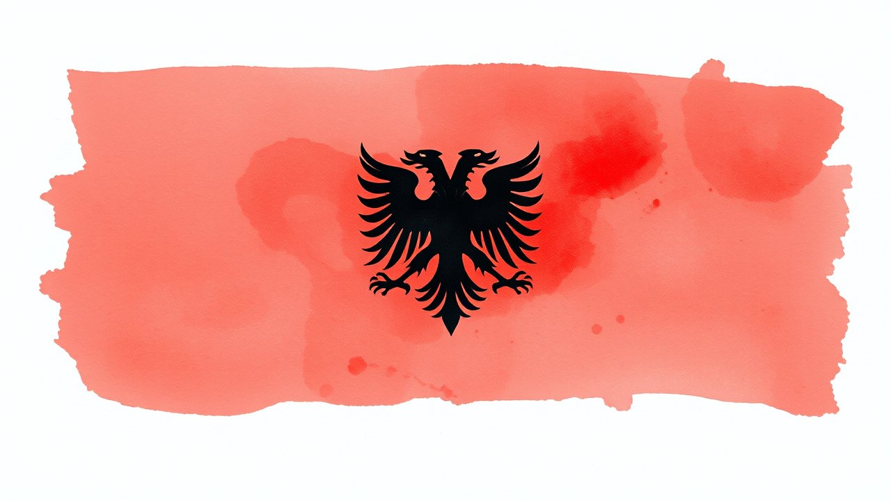 Flag of Albania 🇦🇱 in watercolor style