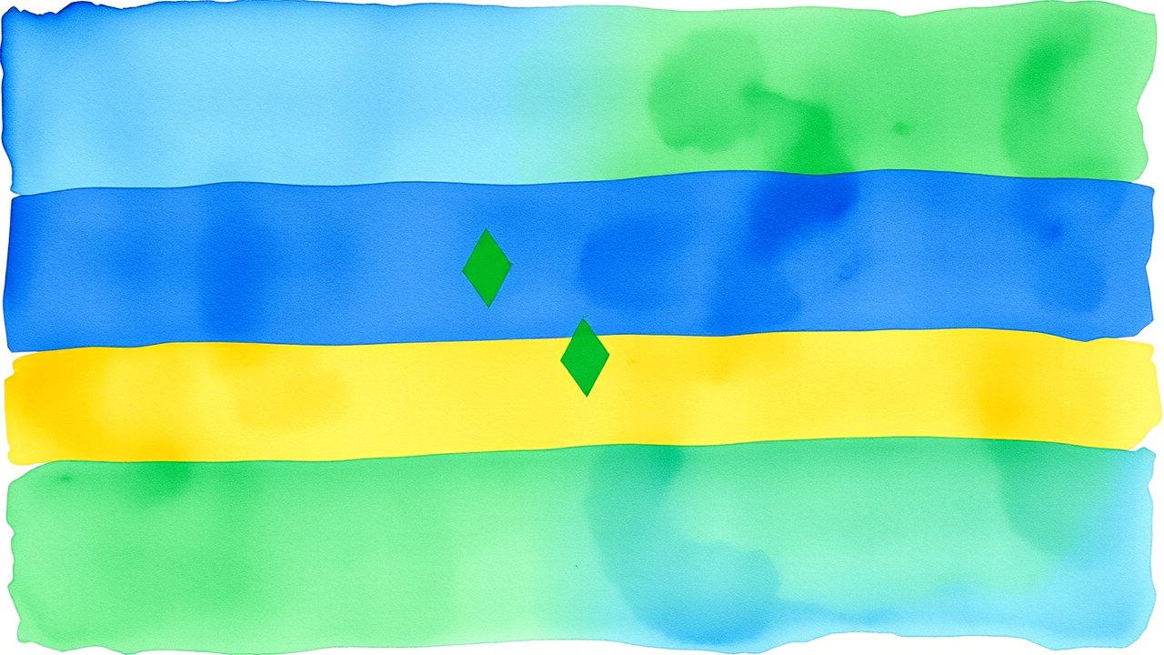 Flag of Saint Vincent and the Grenadines 🇻🇨 in watercolor style