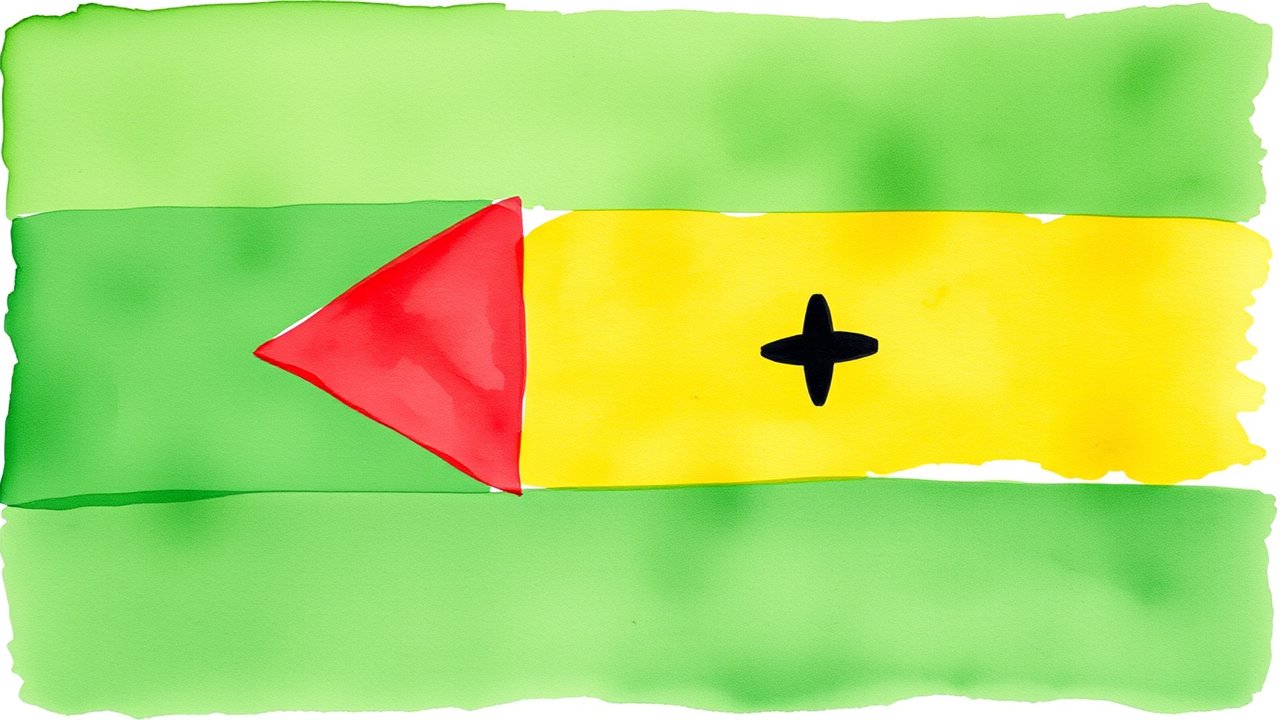 Flag of Sao Tome and Principe 🇸🇹 in watercolor style